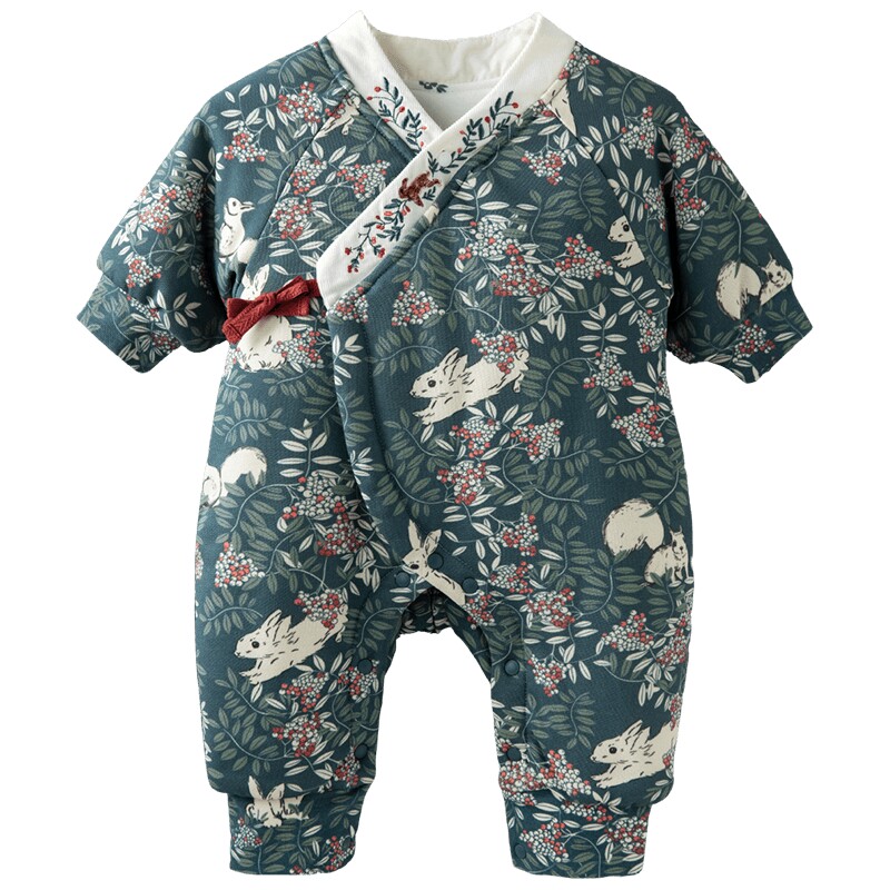 [爱丽丝迷宫]aqpa新生儿婴儿衣服夹棉连体衣保暖冬装宝宝棉服哈衣