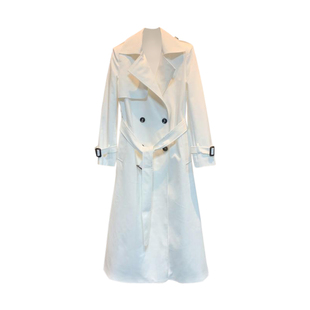 白色宽松中长款翻领气质风衣简约休闲外套春秋女装