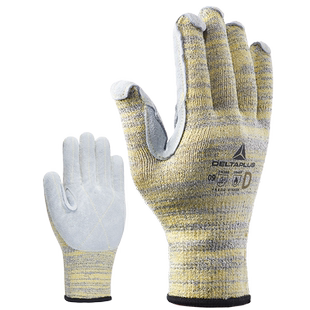 代尔塔加厚榴莲园艺玻璃防切割牛皮耐磨防扎防刺高温工作劳保手套