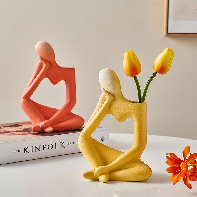 ins风创意花瓶摆件抽象艺术小众高级感客厅插花电视柜桌面装饰品