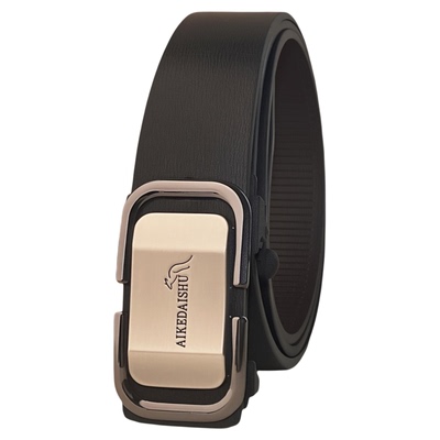 袋鼠男真牛皮皮带合金自动扣简约