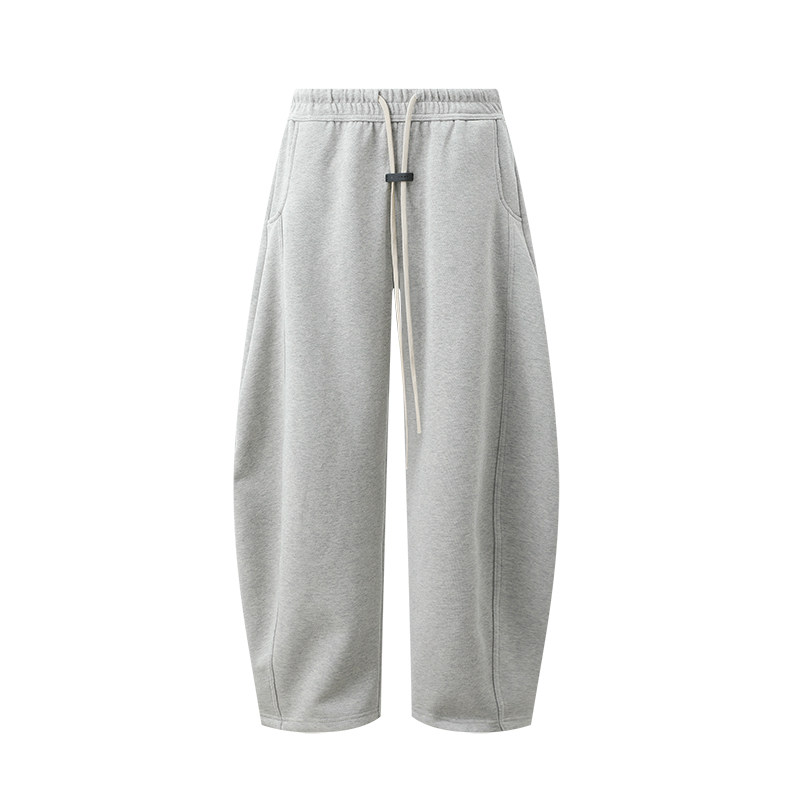 【侧缝结构】2026春季新款美式弯刀休闲裤子男士廓形针织阔腿卫裤