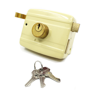 三环老式防盗锁铁门防盗门锁外装门锁小棚锁大门锁黄锁家用门锁具