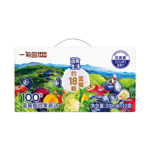 蔬食生活蓝莓味100%果蔬汁蓝莓汁10种蔬菜补充花青素200mL*10盒
