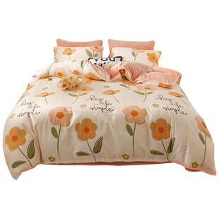 ab面一面棉一面绒被套单件纯棉全棉单面绒牛奶珊瑚绒被罩2025新款