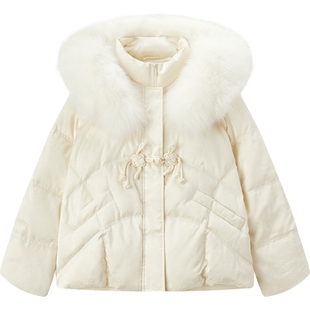 爱居兔新中式盘扣羽绒服女冬季新款简约时尚羽绒外套