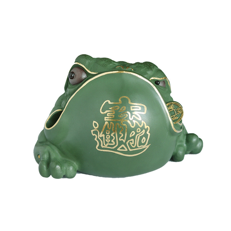 绿泥三足金蟾紫砂茶宠可养茶玩