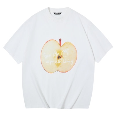 潮牌水果涂鸦标语T恤男女夏季