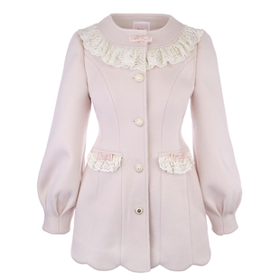 莉摩Bobon21 岁暮之华 古董蕾丝领100%羊毛外套C2454