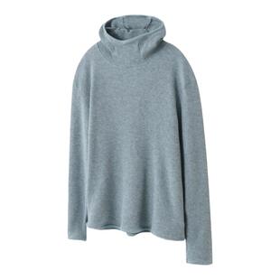 WithoutMe/REBELTOREBEL秋波蓝华夫格帽衫巴拉克拉法帽半高领卫衣