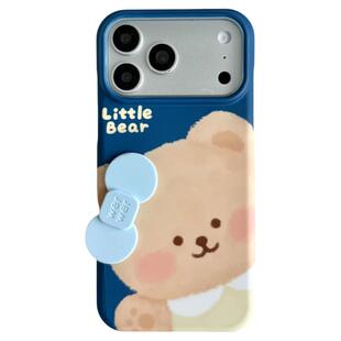 由里公园ins软萌可爱立体蝴蝶结奶油小熊17适用18pro苹果18ProMax手机壳iPhone16全包14新款16Promax保护套女