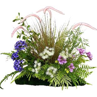 wo+仿真狗尾草龟背绣球花假花小型室内软装造景绿植墙角装饰摆放