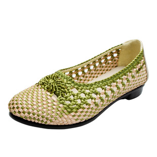 老北京布鞋女夏季凉鞋平底透气妈妈鞋编织网眼中老年女鞋防滑软底