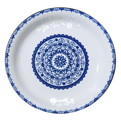 景辰家用高白瓷釉下彩玲珑饭碗