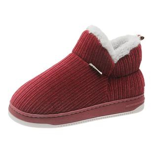 冬季棉拖鞋带后跟男女士室内家居中老年人包跟老人鞋保暖毛毛棉鞋