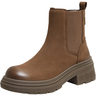 TATA他她靴子女鞋美拉德短靴切尔西靴羊皮靴显瘦烟筒靴W3M05DD5