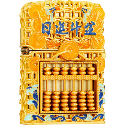 zippo打火机正品日进斗金珐琅八方来财算盘煤油正版送男友礼物