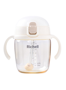 Richell利其尔PPSU儿童学饮杯宝宝水杯吸管杯牛奶杯直饮杯