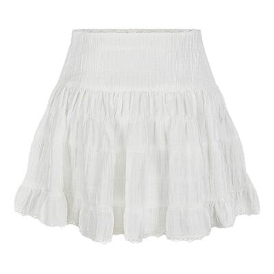 MOUSSY 春季新品蕾丝下摆刺绣logo短裙半身裙028ISA31-4111