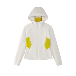 FILA FUSION斐乐潮牌梭织外套女2026春新款休闲拼色修身连帽上衣