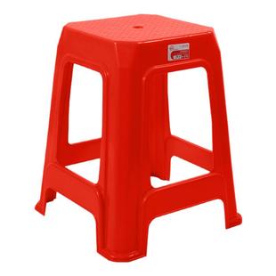珠江牌红色塑料凳家用防滑熟胶凳加厚耐用塑胶方凳餐桌凳成人高凳