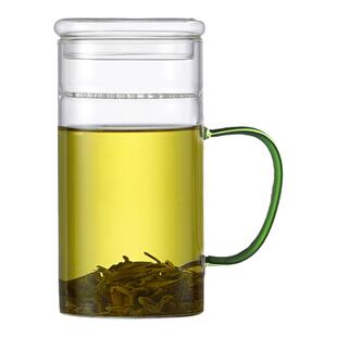 高硼硅月牙杯泡绿茶专用玻璃杯茶杯带过滤茶水分离水杯2025新款
