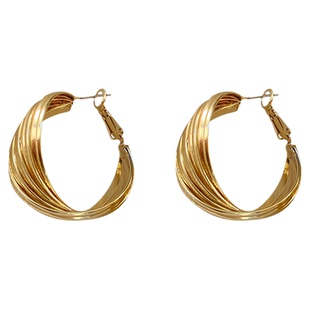 我们野蛮生长江南郭宇欣同款扭曲条纹金色耳圈欧美简约风耳环耳饰