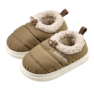 巴拉巴拉儿童棉拖鞋男童冬季宝宝室内加绒加厚保暖女童包跟家居鞋