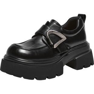 百思图2026春季商场新款英伦风厚底乐福鞋小皮鞋女单鞋W0671AM6