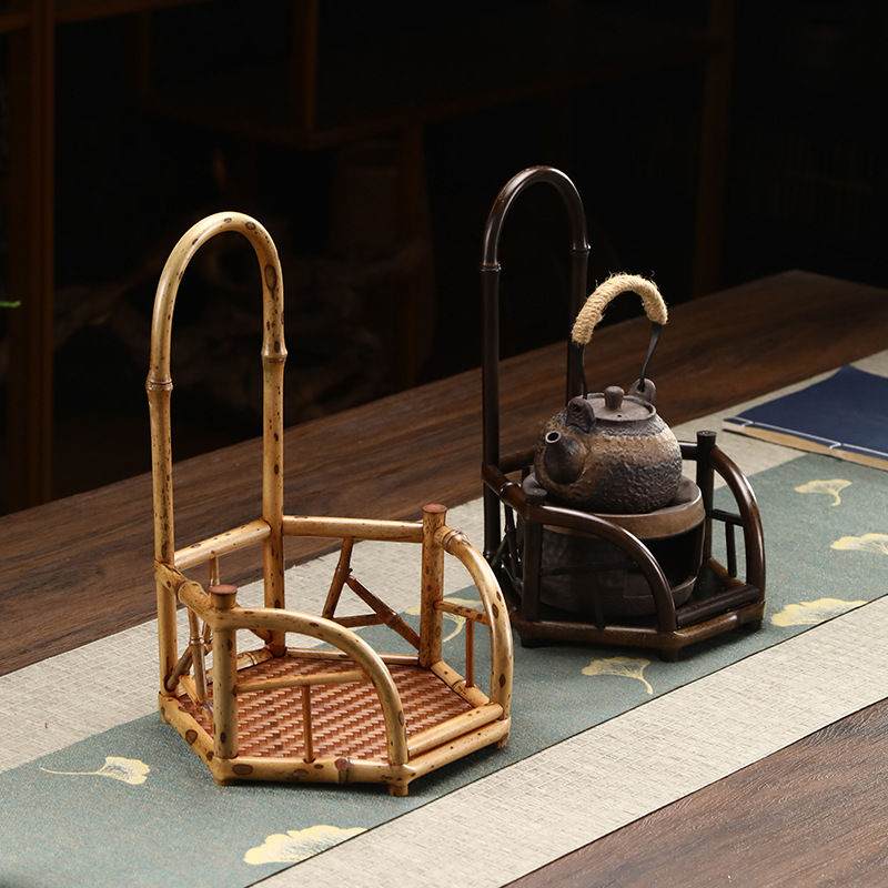 功夫竹子竹编凉炉架茶架壶架围炉煮茶架子紫竹竹制置物架家用