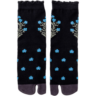 韩国亮丝木耳花边分趾袜女