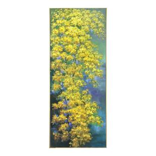 景艺手绘迎春花油画客厅玄关现代轻奢墙壁挂画美式花卉抽象装饰画