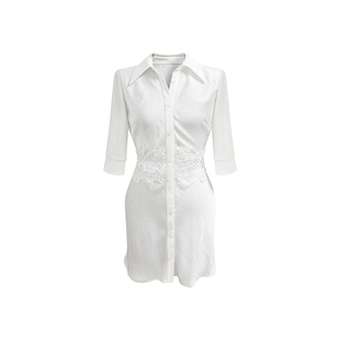 THE SWAN司凰轻奢 极简系列 白色法蕾衬衫裙女穿搭气质衬衣连衣裙