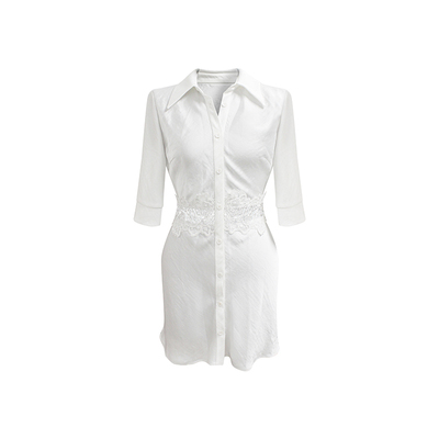 白色法蕾衬衫裙女气质衬衣连衣裙