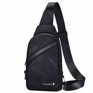 花花公子男士背包单肩斜挎包小型帆布ins潮牌斜肩大容量斜跨胸包