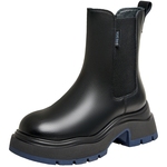 Tata他她海盐黑咖切尔西女靴休闲厚底加绒烟筒靴冬季新款WJZ01DZ3