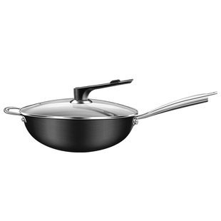 三四钢®不锈钢0涂层炒锅家用316L食品级加厚圆底炒菜锅官方正品