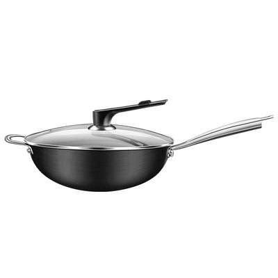 三四钢316L不锈钢0涂层炒锅家用