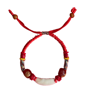 朱砂红绳宝宝手链儿童十二生肖本命年黑狗牙饰品