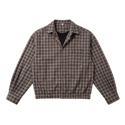 Holocene翻领薄款格子衬衫