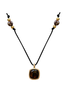 虎眼石方形不规则项链