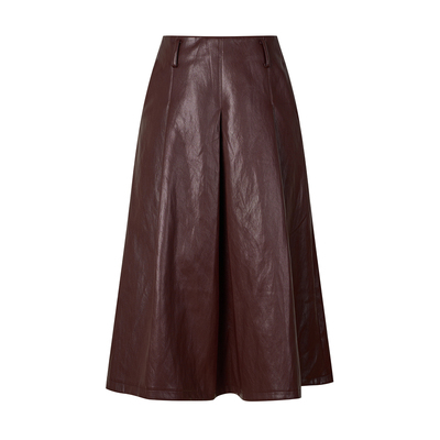 HeyDressA摆叠褶皮革半裙