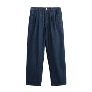 三十六街复古原色单褶牛仔裤男直筒宽松纯棉裤子新款男士休闲长裤