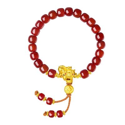 周大生黄金玛瑙手串唐马生肖马