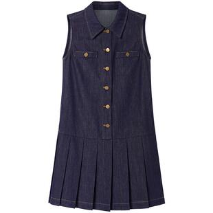 ToyzY学院风牛仔无袖连衣裙女夏季翻领单排扣2026新款ZC36205340