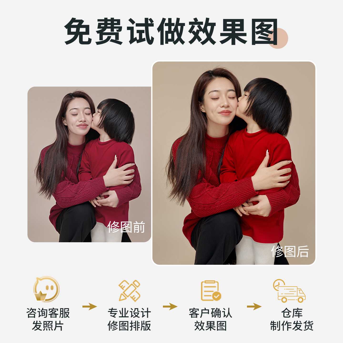 全家福相框定制大尺寸洗照片挂墙打印结婚相片做成水晶摆台加装裱
