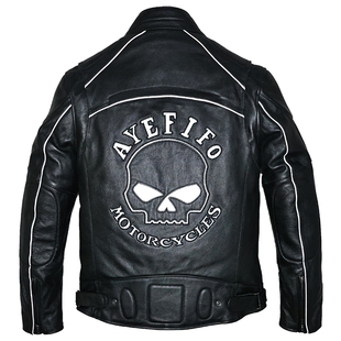 头层绵羊牛皮真皮皮衣男修身短款青年立领机车摩托车服加棉夹克宁