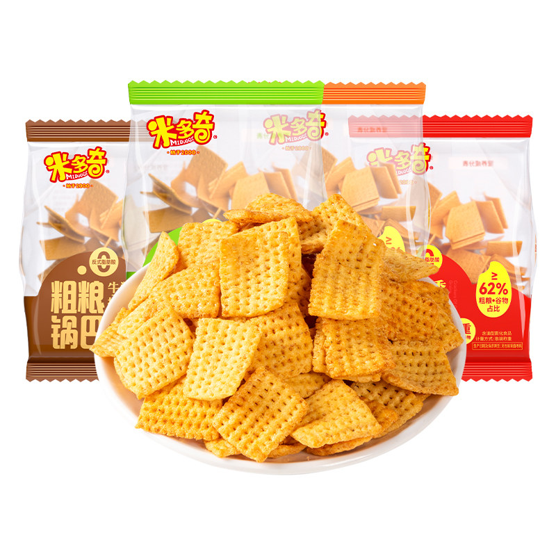 米多奇粗粮锅巴休闲食品香辣花椒味解馋怀旧休闲小零食小吃整箱