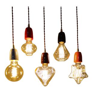 E27陶瓷灯头吊线灯座简约复古酒吧台灯咖啡馆餐厅氛围灯泡吊灯DIY