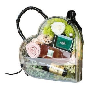 亚克力透明爱心手提花盒永生花心形装饰盒高级怦然心动礼盒收纳盒